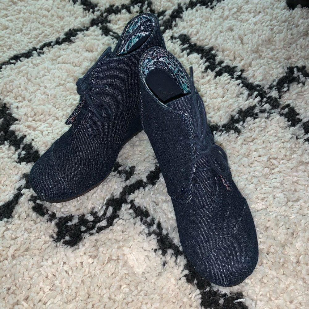 Denim Wedge Boots
